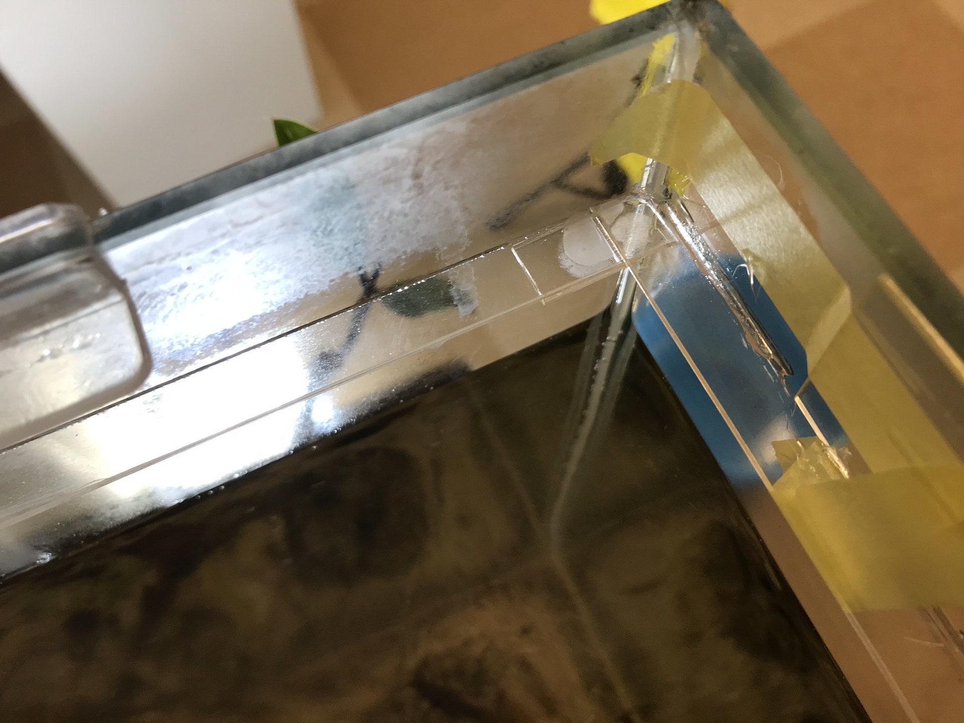 ガラス水槽にフタ受けのフランジを自作しました 地震 蒸発の対策として 松崎水槽日記
